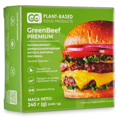 Рослинна бургерна котлета GreenBeef Premium 240г