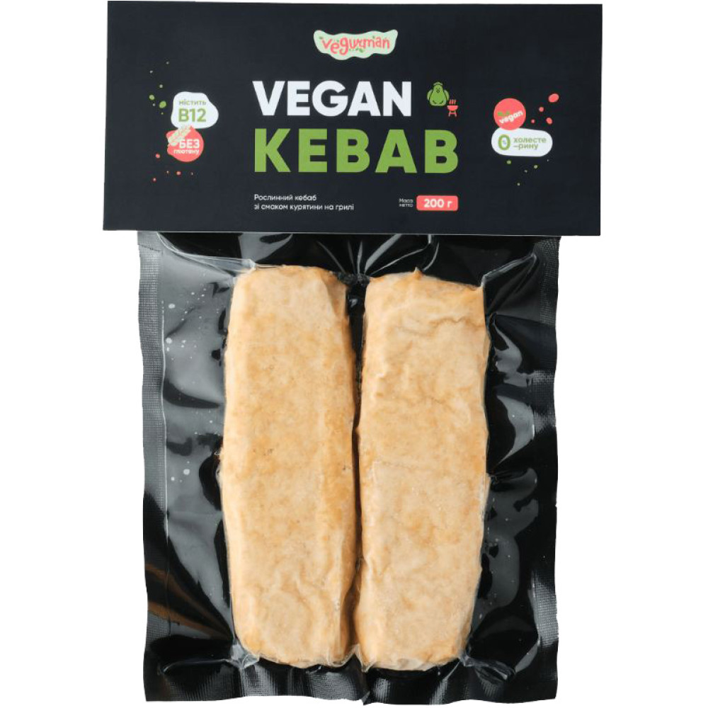 Веган кебаб зі смаком курки, без глютену, 200 г, Vegurman